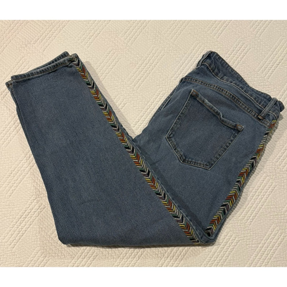 Knox Rose Jeans Women's Size 16 Straight Aztec Embroidered Casual Denim Stretch